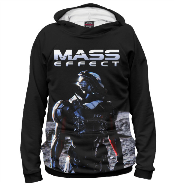 Мужское худи с изображением Mass Effect цвета Белый