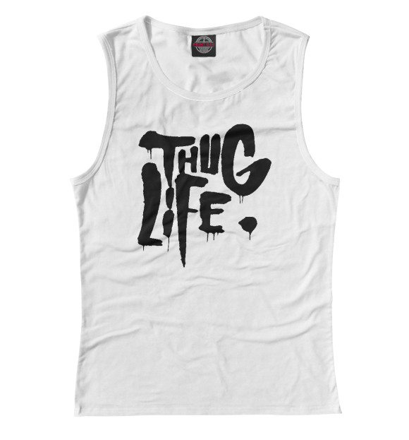 Майка для девочки с изображением Thug life цвета Белый