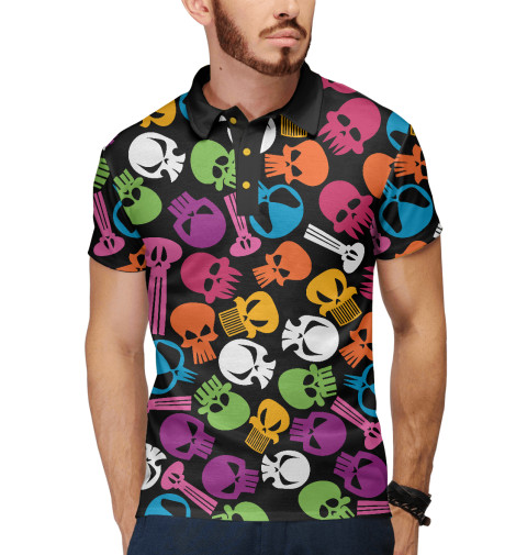 

Поло Print Bar, Белый, Черепки