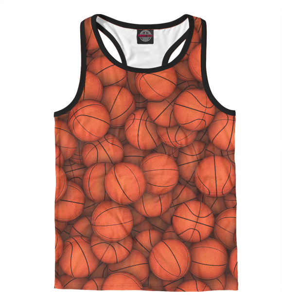 Мужская майка-борцовка с изображением Баскетбольные мячи цвета Белый