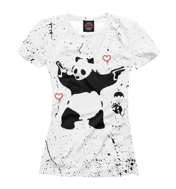 Женская футболка с изображением Banksy Бэнкси панда цвета Белый