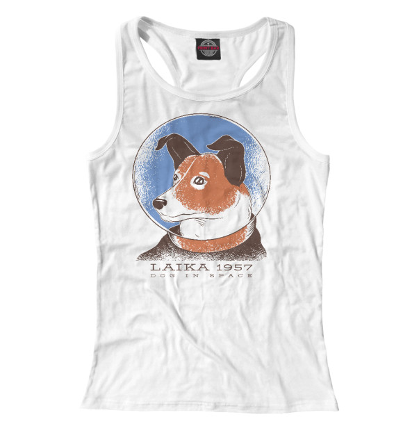 Женская майка-борцовка с изображением Лайка цвета Белый