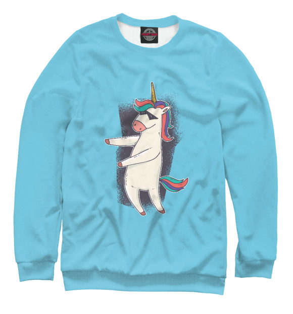 Мужской свитшот с изображением Floss unicorn цвета Белый