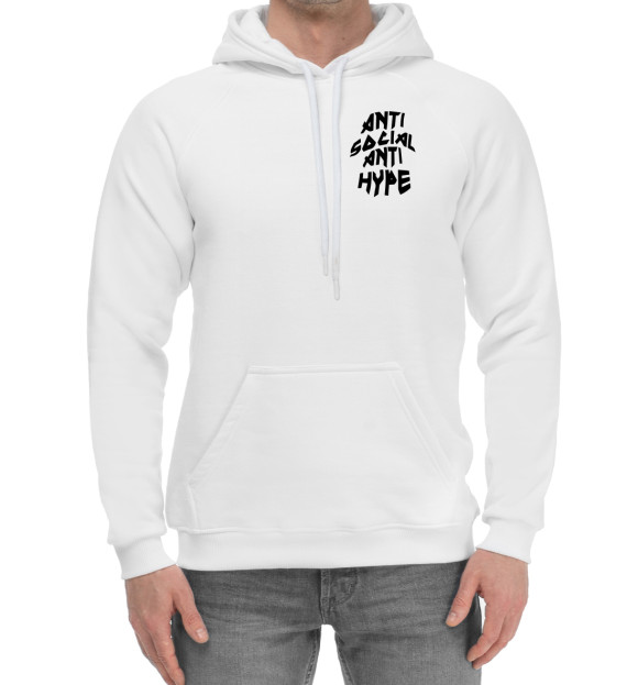 Мужской хлопковый худи с изображением Anti Social Anti Hype White цвета Белый