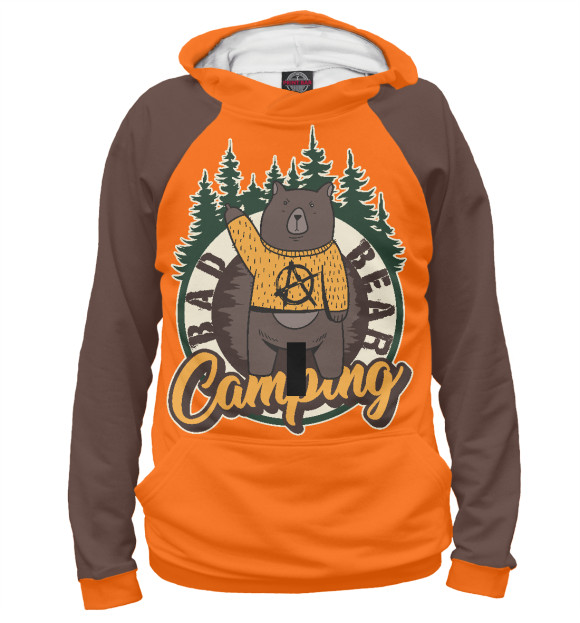 Мужское худи с изображением Bad Bear Camp цвета Белый