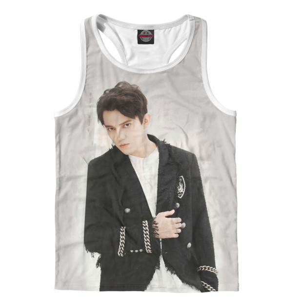 Мужская майка-борцовка с притом Димаш Кудайберген цвета Белый Мужская майка-борцовка с изображением Димаш Кудайберген цвета Белый