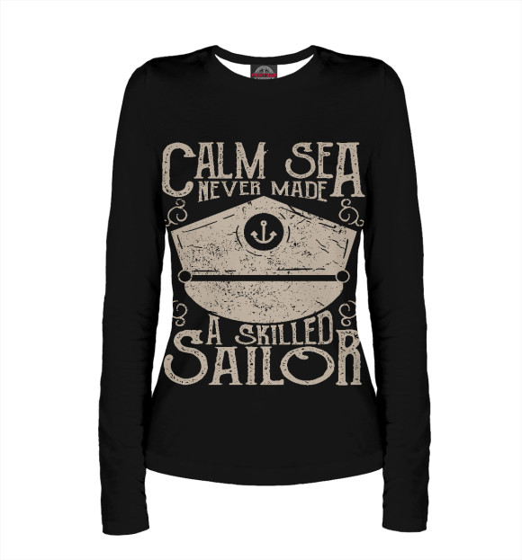 Женский лонгслив с изображением Моряк цвета Белый