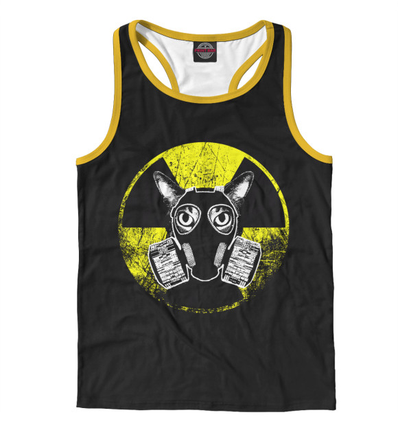 Мужская майка-борцовка с притом Nuke Cat цвета Белый Мужская майка-борцовка с изображением Nuke Cat цвета Белый