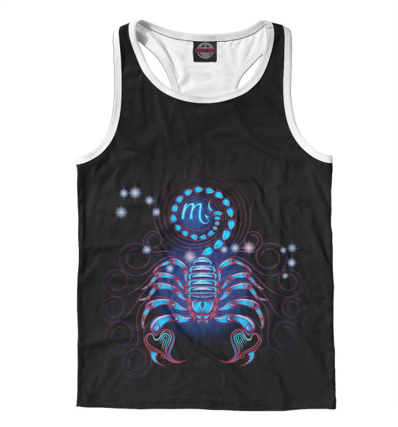 Мужская майка-борцовка с изображением Скорпион цвета Белый