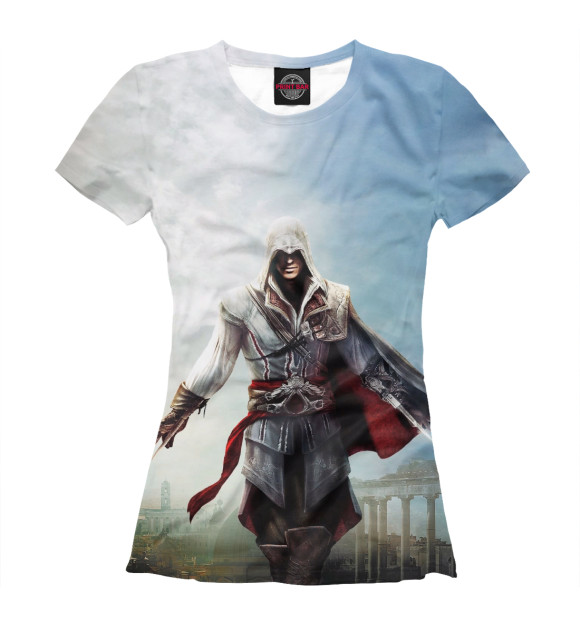 Футболка для девочек с изображением Assassin's Creed Ezio Collection цвета Белый