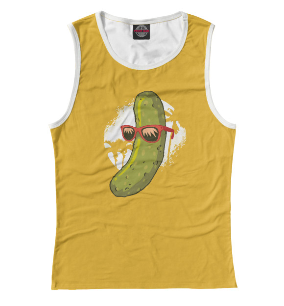 Женская майка с изображением Огурчик цвета Белый