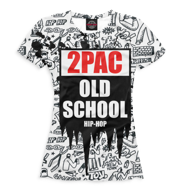 Футболка для девочек с изображением 2Pac цвета Белый