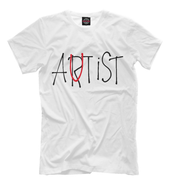 Мужская футболка с изображением Artist / Autist оно цвета Молочно-белый