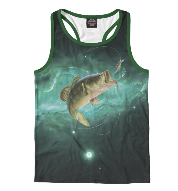 Мужская майка-борцовка с изображением Рыбалка на карпа цвета Белый