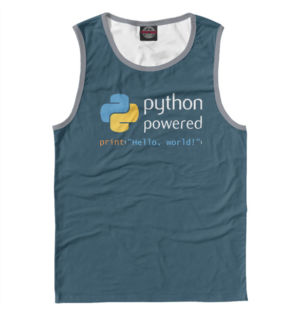Мужская майка с изображением Python Powered Print Hello цвета Белый