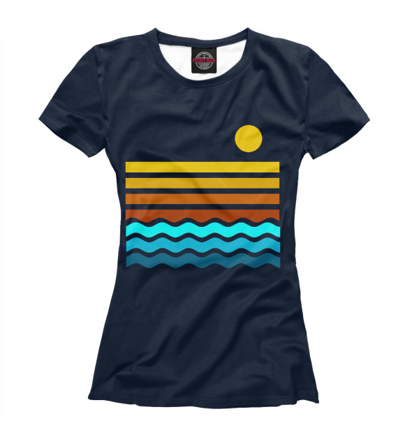 Женская футболка с изображением Закат на море цвета Белый