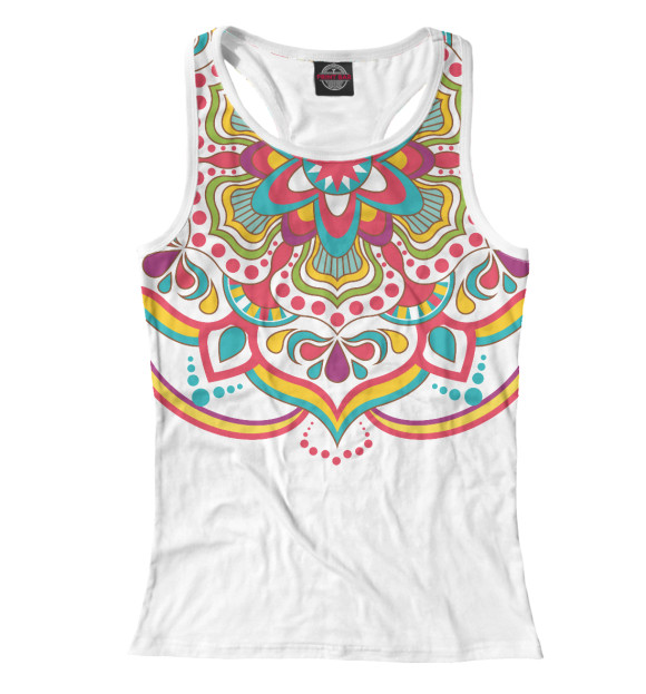 Женская майка-борцовка с изображением Mandala цвета Белый