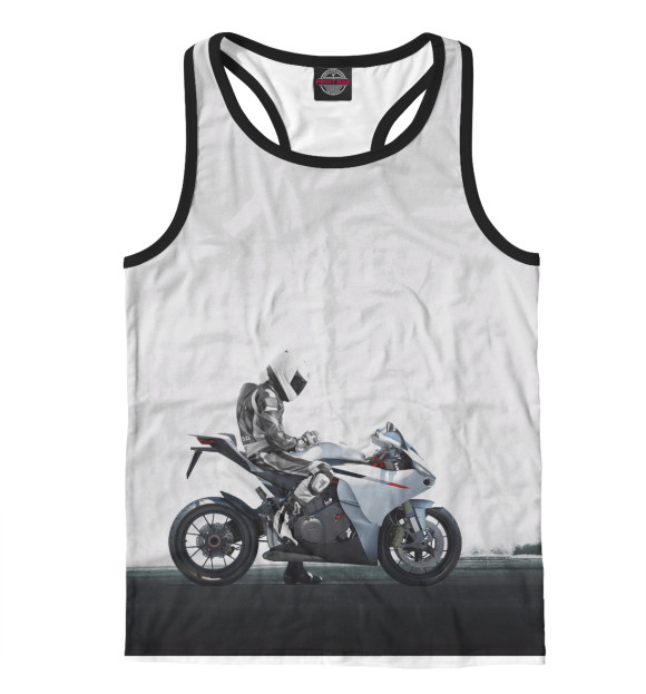 Мужская майка-борцовка с изображением Мото цвета Белый