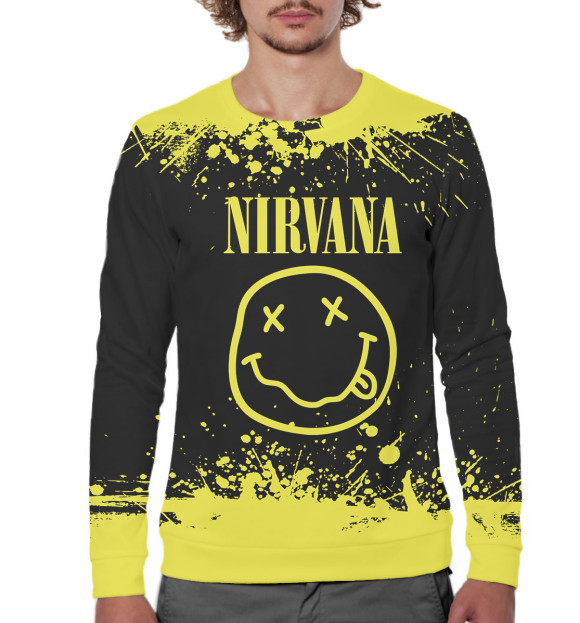 Мужской свитшот с изображением Nirvana цвета Белый