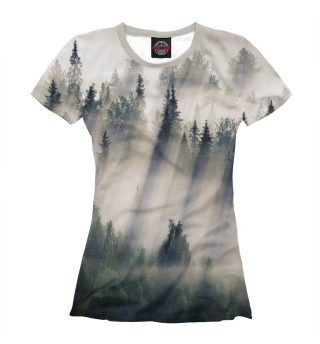 Женская футболка Ельник в тумане