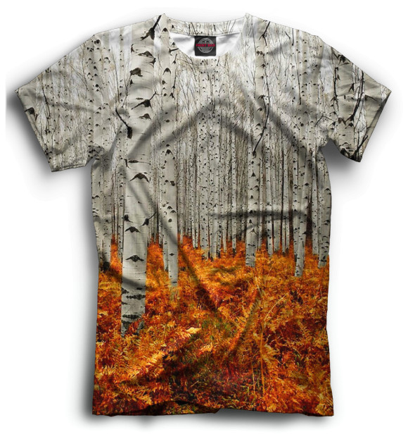 Мужская футболка с изображением Березовая роща цвета Черный