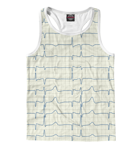 Мужская майка-борцовка с изображением ЭКГ цвета Белый