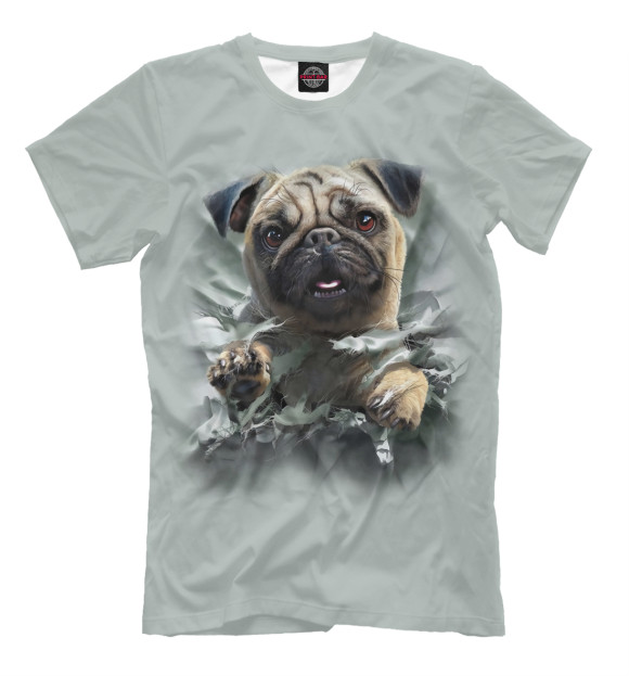 Мужская футболка с изображением Собака цвета Серый