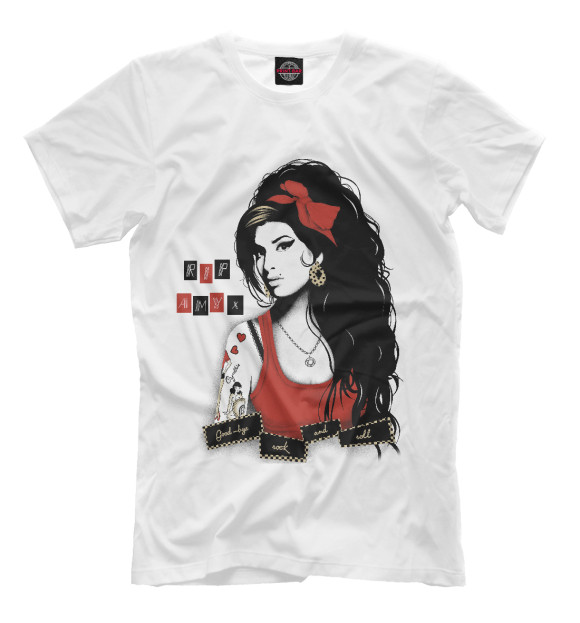 Мужская футболка с изображением Amy Winehouse цвета Молочно-белый
