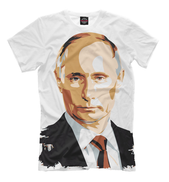 Футболка для мальчиков с изображением Путин цвета Молочно-белый