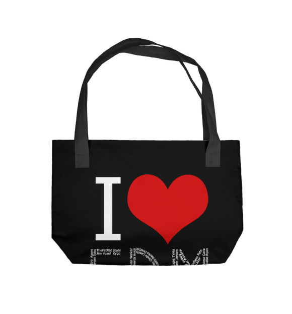 Пляжная сумка с изображением I love EDM цвета 