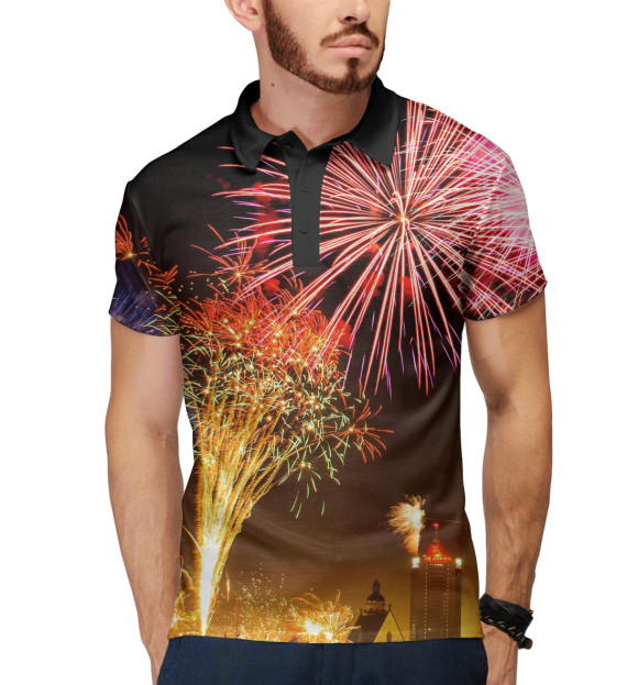 Мужское поло с изображением Салют цвета Белый