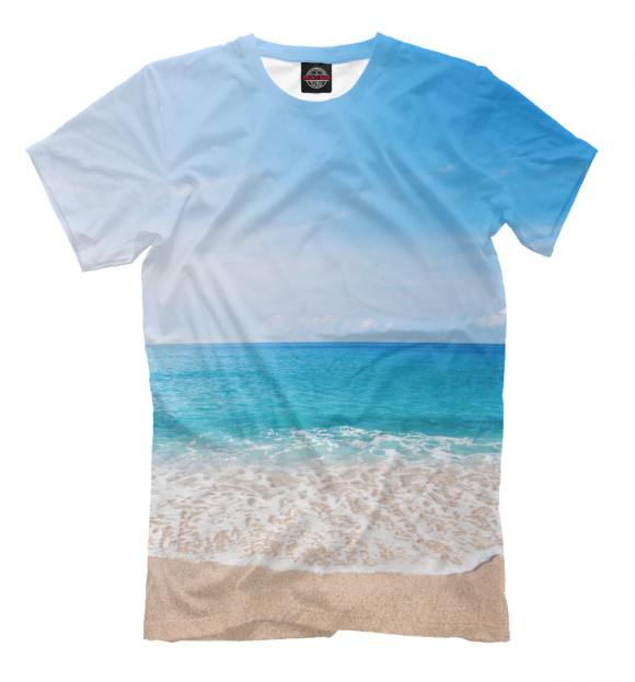 Мужская футболка с изображением Фантастический пляж цвета Молочно-белый