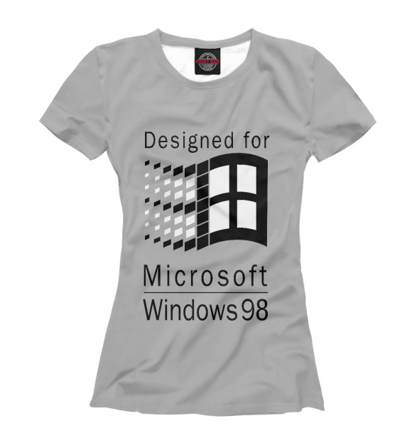 Футболка для девочек с изображением Microsoft Wiindows 98 цвета Белый