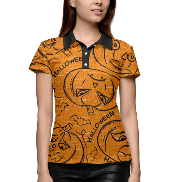 Женское поло с изображением Тыква цвета Белый