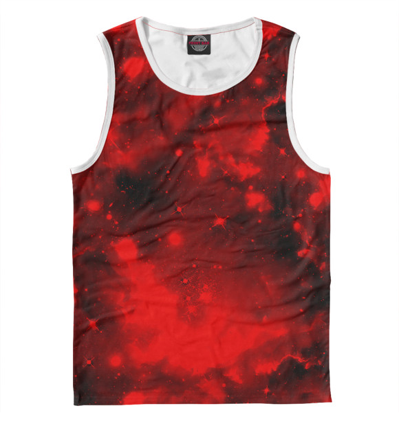 Мужская майка с изображением Красный космос цвета Белый