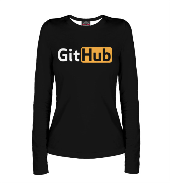 Женский лонгслив с изображением GitHub в стиле Pornhub для веб-разработчиков цвета Белый
