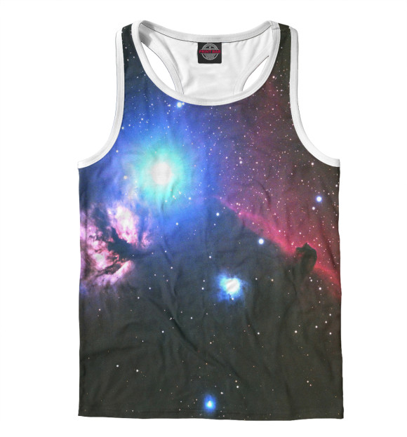 Мужская майка-борцовка с изображением Полярная звезда цвета Белый