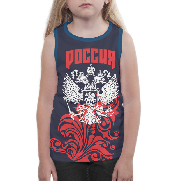 Майка для девочки с изображением Сборная России цвета Белый