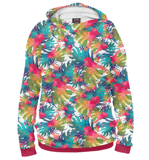 Женское худи с изображением Tropical цвета Белый