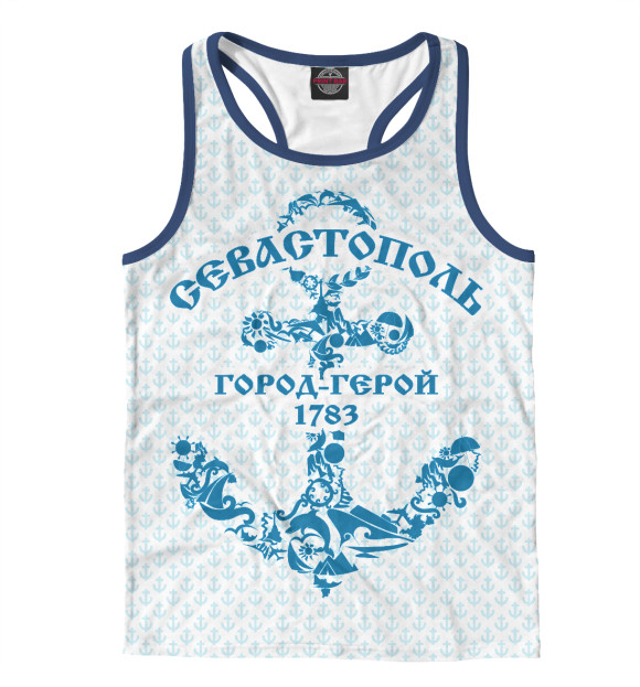Мужская майка-борцовка с изображением Севастополь цвета Белый
