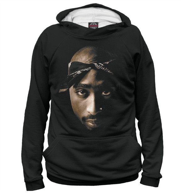 Женское худи с изображением Tupak Shakur цвета Белый