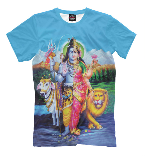 Мужская футболка с изображением Шива-Шакти цвета Грязно-голубой