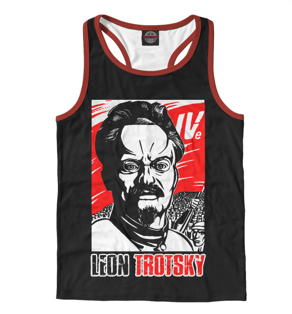 Мужская майка-борцовка с изображением Лев Троцкий цвета Белый