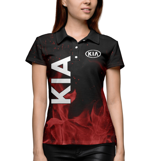 Женское поло с изображением KIA red fire цвета Белый