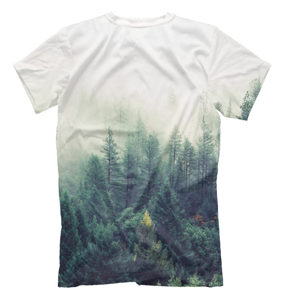 Мужская футболка с изображением Сибирский лес цвета Белый