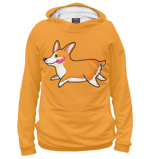 Мужское худи с изображением Корги цвета Белый