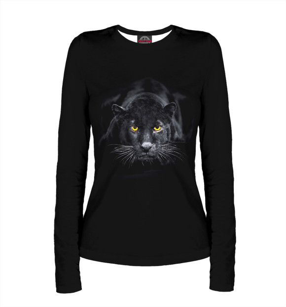 Женский лонгслив с изображением Пантера цвета Белый