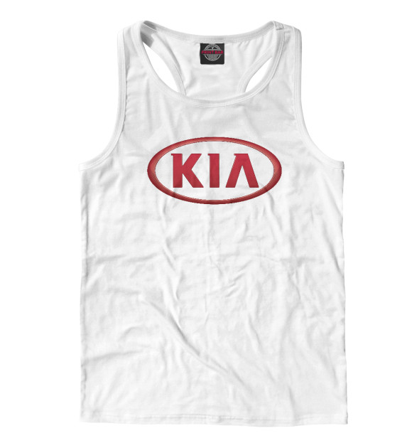 Мужская майка-борцовка с изображением Kia цвета Белый
