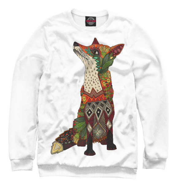 Женский свитшот с изображением Floral fox цвета Белый