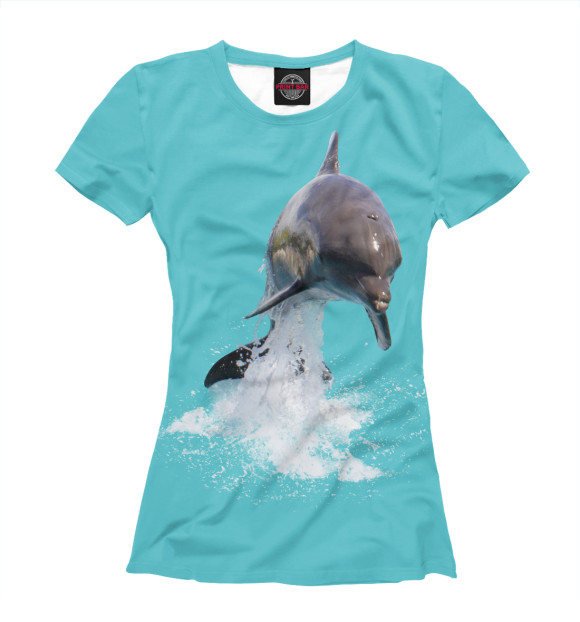 Женская футболка с изображением Прыжок дельфина цвета Белый